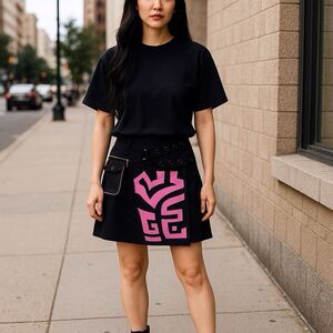 Jamie Sadock Skirt Womens Medium Large A-Line Utility Belted Wrap Grunge Goth